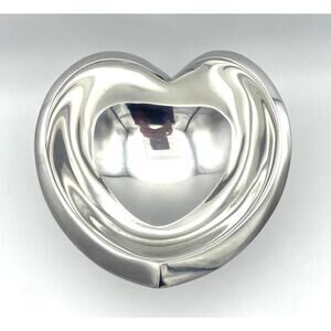 2005 Nambe Metal Alloy Silver Heart Dish #542 Sean O'Hara  6" Valentine's READ